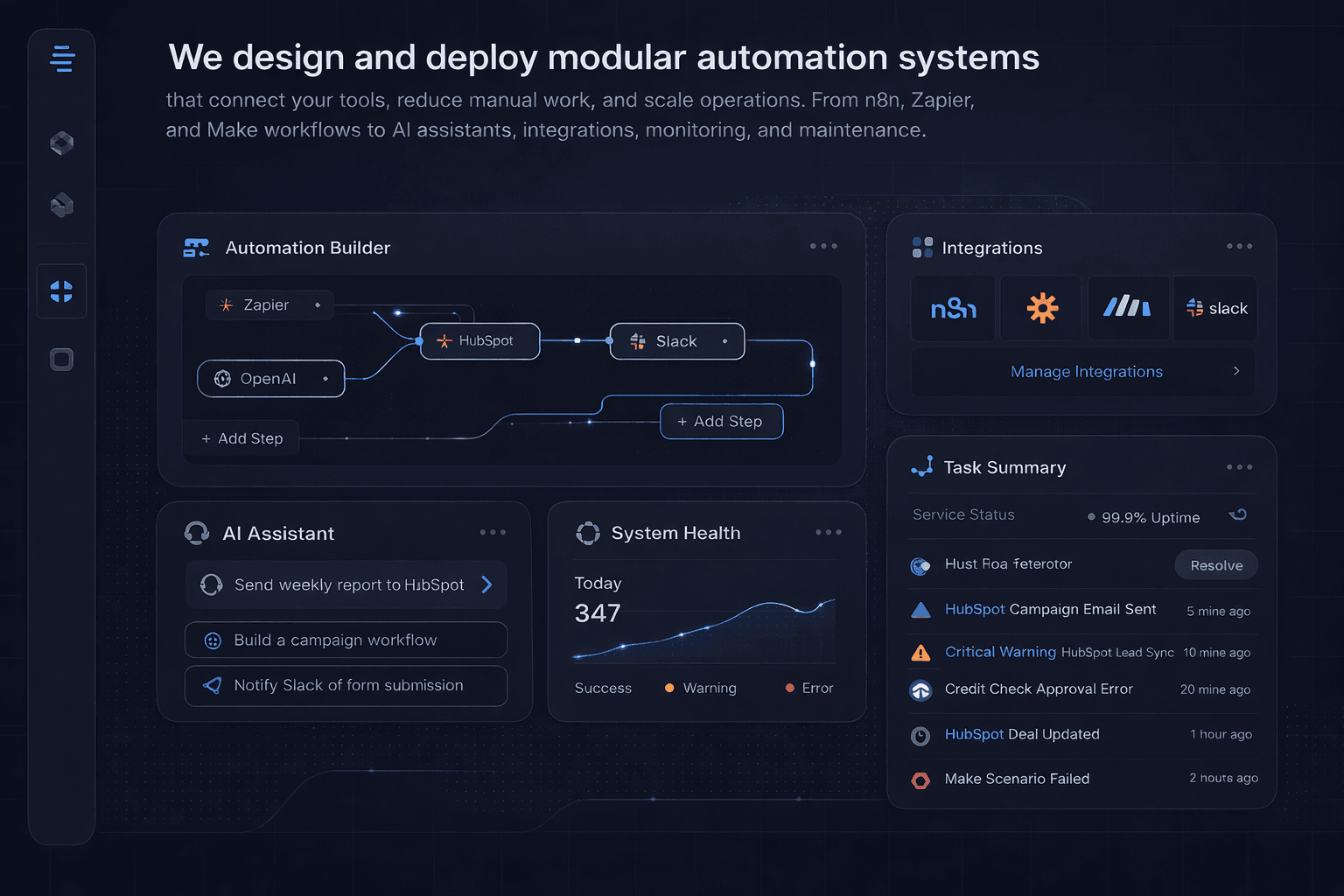 AutoFlowOS automation dashboard